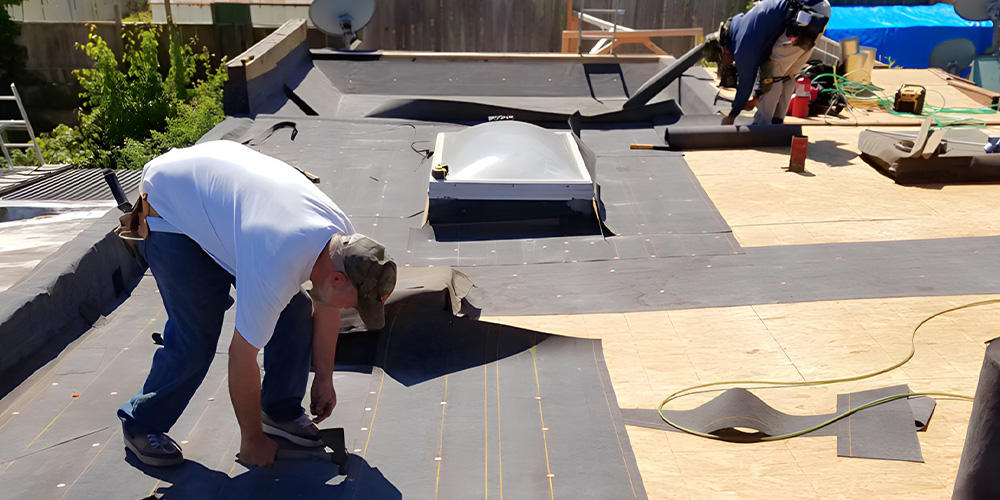 Image Of Employees Working On The Roof